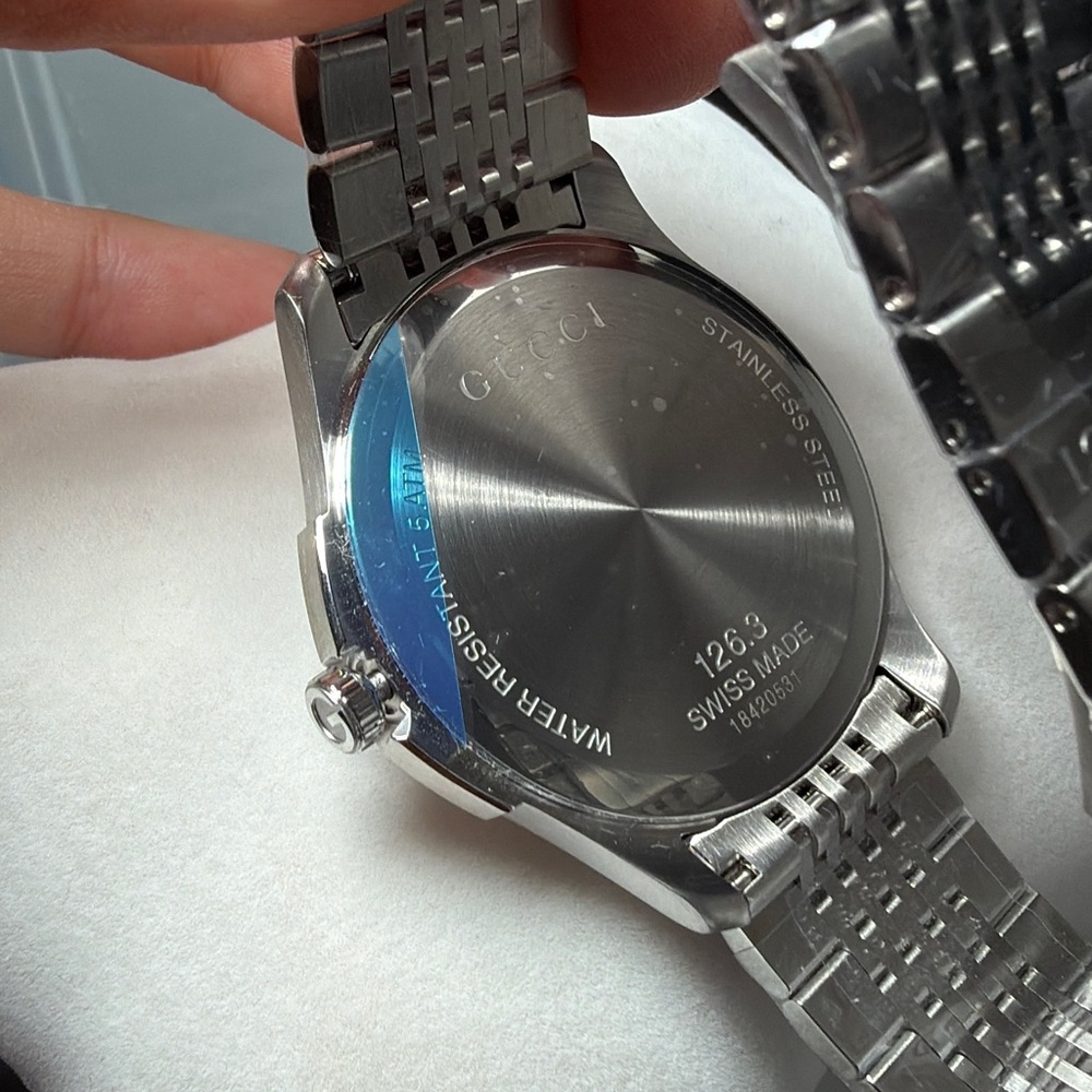 Gucci G-Timeless Slim Steel Bracelet Black Mens Watch YA126309 - Picture 5 of 7